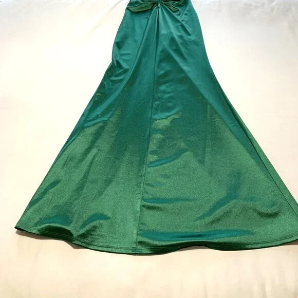 NWT Emerald Sundae Satin Evening Gown Dress Dark Green Women Size S Prom Wedding - Picture 10 of 14